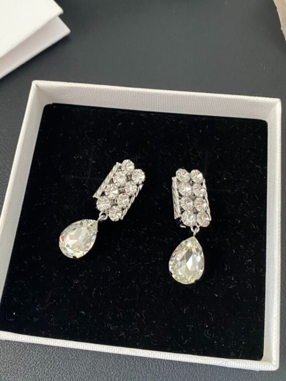 Alessandra Rich Crystal Teardrop Clip-On Earrings